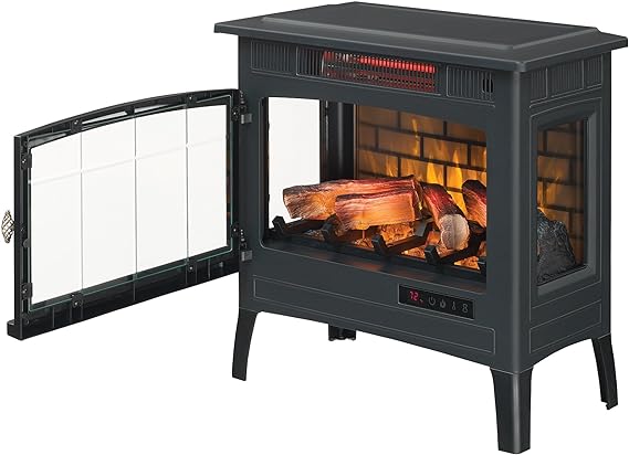 Duraflame Electric Infrared Quartz Fireplace Stove with 3D Flame Effect, Black