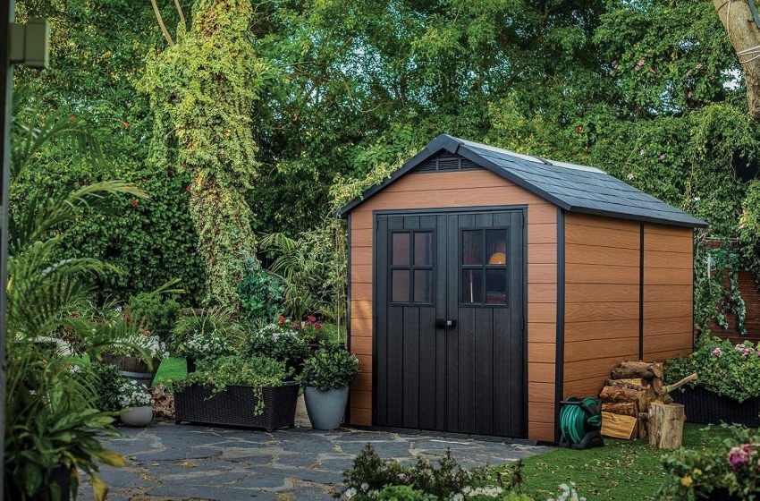 Keter Newton 7.5x11 Large Resin Outdoor Storage Shed Kit &nd