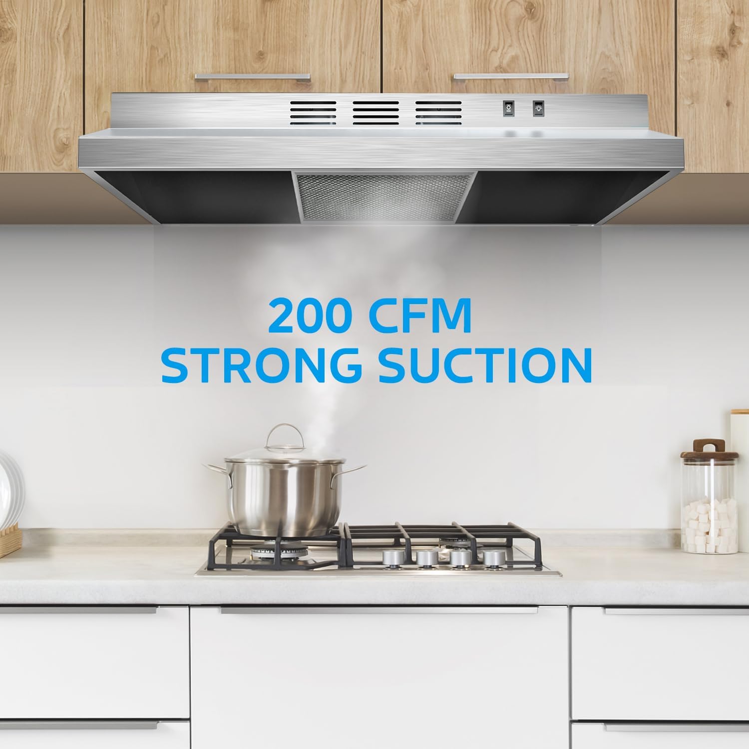 Midea 30-inch Under Cabinet Range Hood, 200 CFM, Ductless, Stainless Steel, MVU30W2AST, New
