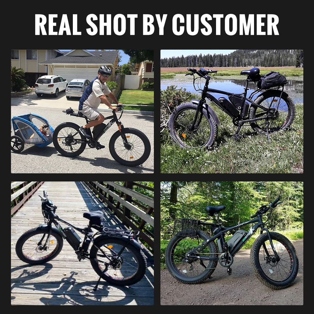 Ecotric 26 In. Electric Bicycle Fat Tire Wheel Snow Beach Mountain E-Riding Adult 36V 500 W Moped E bike