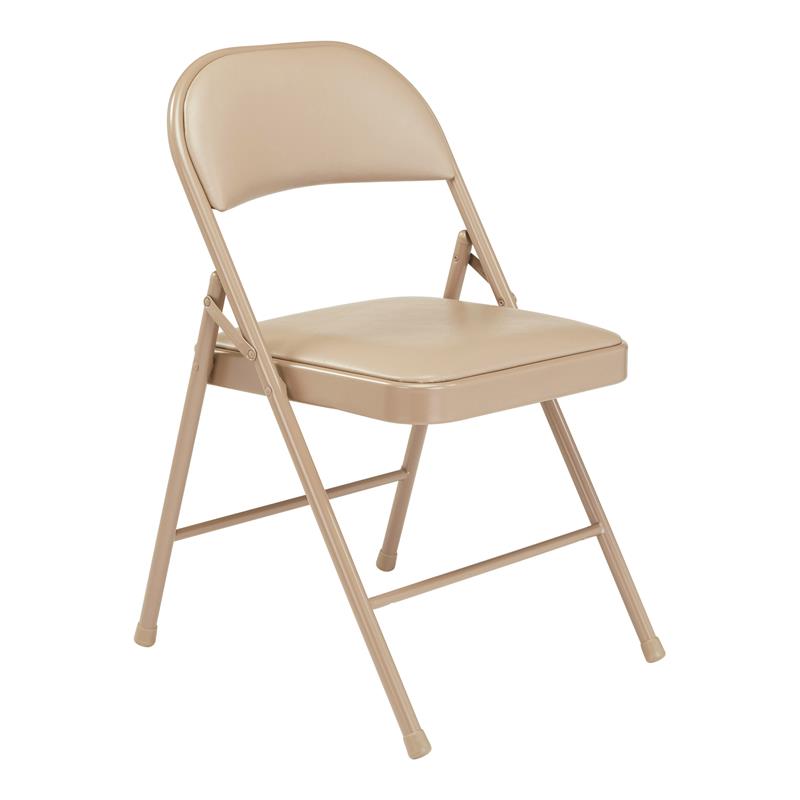 (4 Pack) Commercialine Beige Vinyl Upholstered Folding Chair