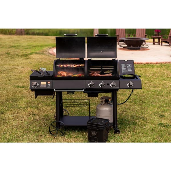 Rider Combo Gas and Pellet Grill in Black with 997 sq. in. Cooking Space