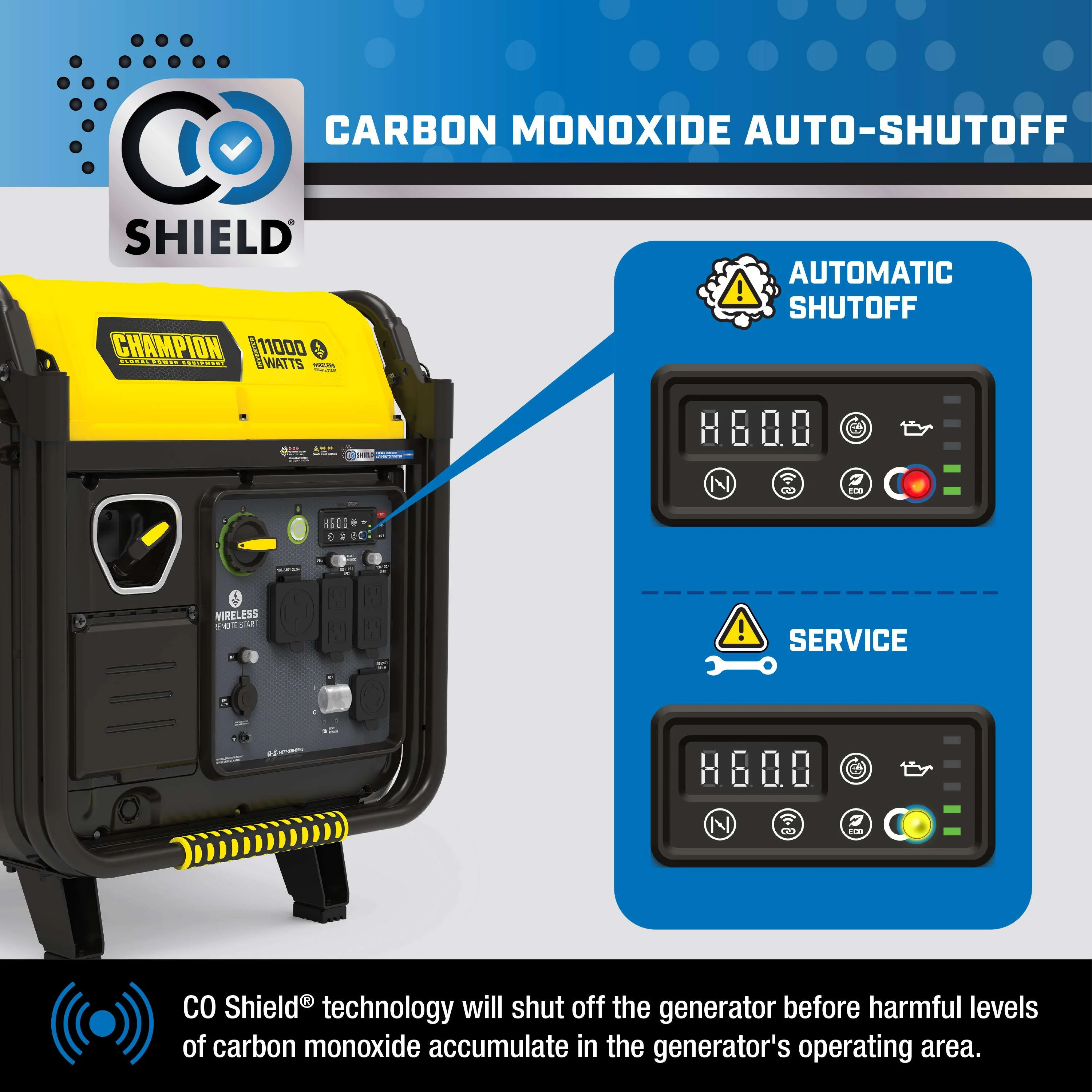 Champion 11,000-Watt Wireless Remote Start Home Backup Portable Inverter Generator with Quiet Technology and CO Shield?