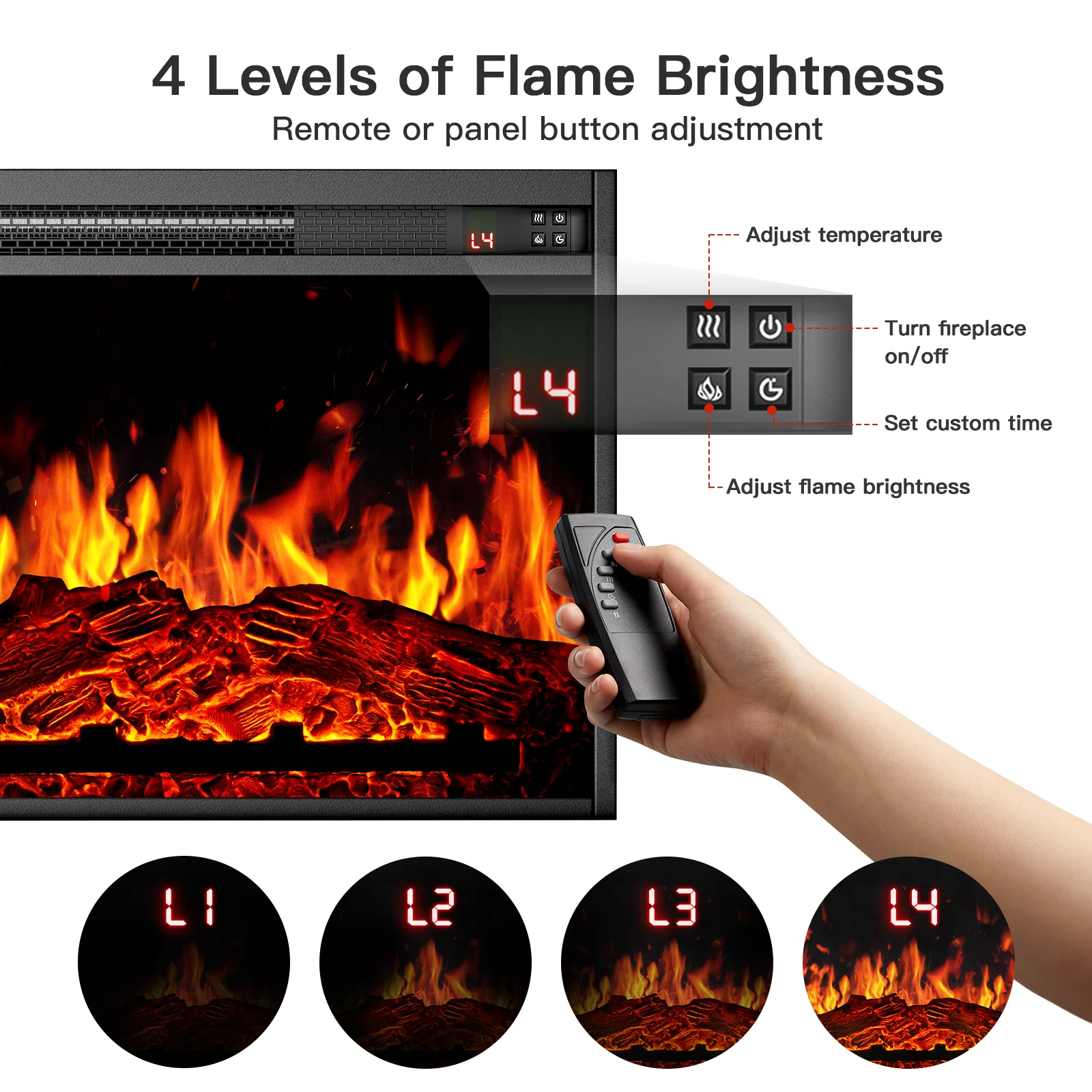 Electric Fireplace TV Stand for 75�� TVs Fireplace Entertainment Center TV Console Table with 23�� Fireplace, Holds up to 200 lbs