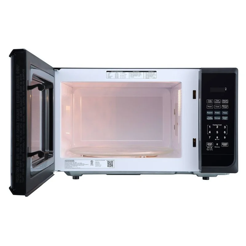 1.1 cu ft 1000W Microwave Oven - Stainless Steel Black: Countertop, Child Lock, 6 One-Touch Settings