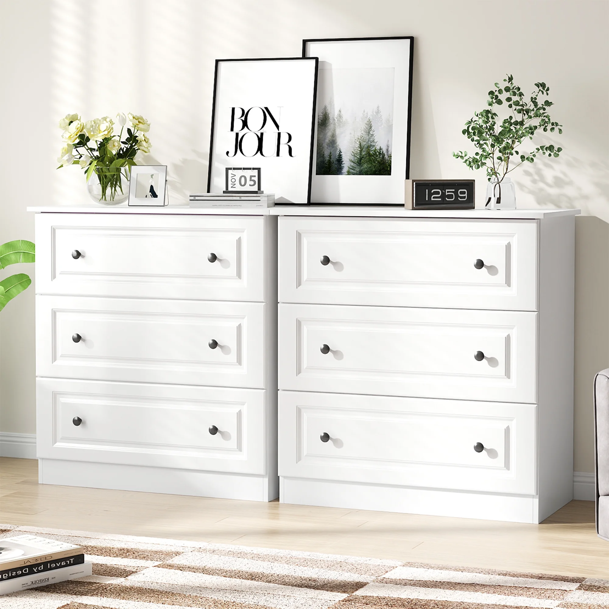 NEGYLIM White Dressers for Bedroom, Living Room, 3 Drawer Dresser with Large Storage Space, Smooth Drawers Easy to Assemble