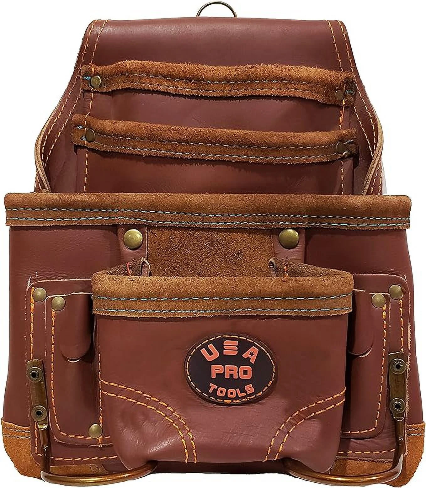 USA Pro Tools Tool Belt | Leather Rig for Carpenters, Framers, Electricians, Constructors, and Handyman Adjustable Pouches (SST 1108-1122)