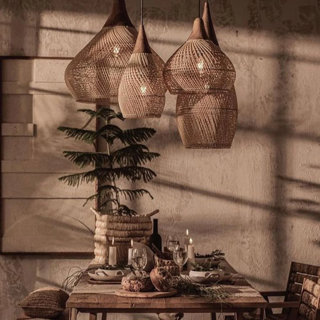 Arturesthome Japanese Style Wabi-sabi Style Rattan Pendant lampshade