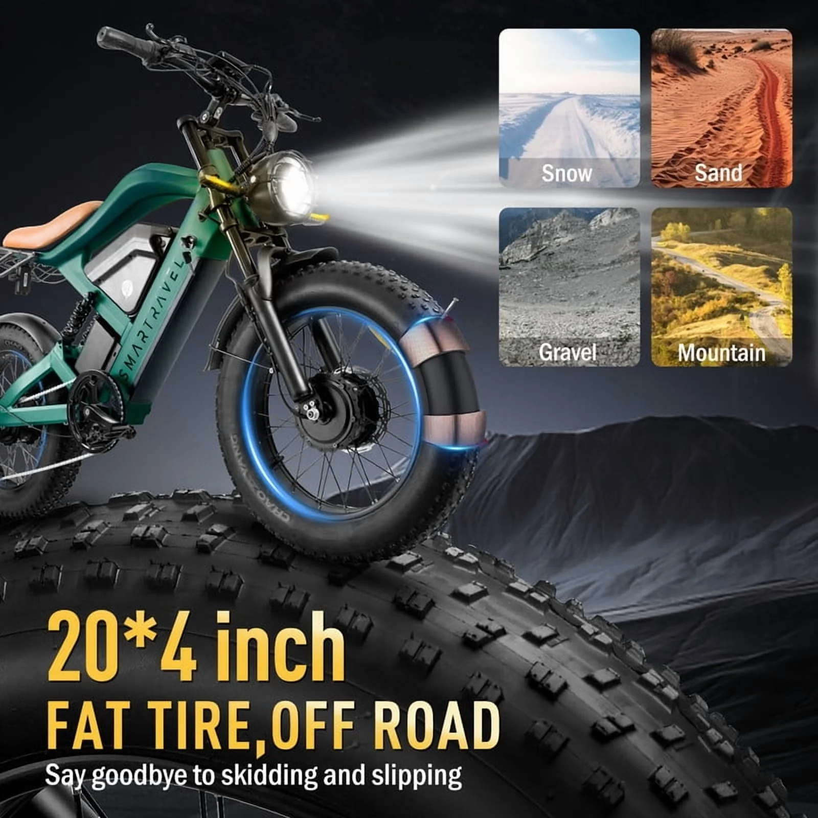 3000W(Peak) Motor 35MPH SMARTRAVEL ST202 Electric Dirt Bike for Adults,52V50AH Dual Battery Ebike, 92+ Miles Range,20