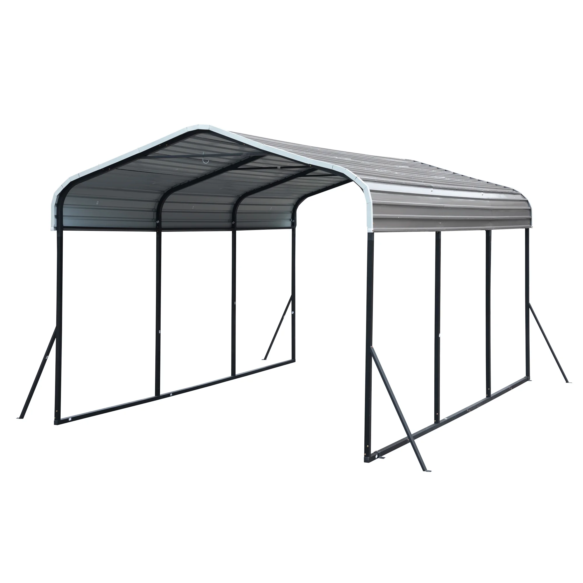 Jaxpety 10' x 15' Outdoor Metal Carport, Galvanized Steel Carport for Car, Truck, SUV, Boat, Black
