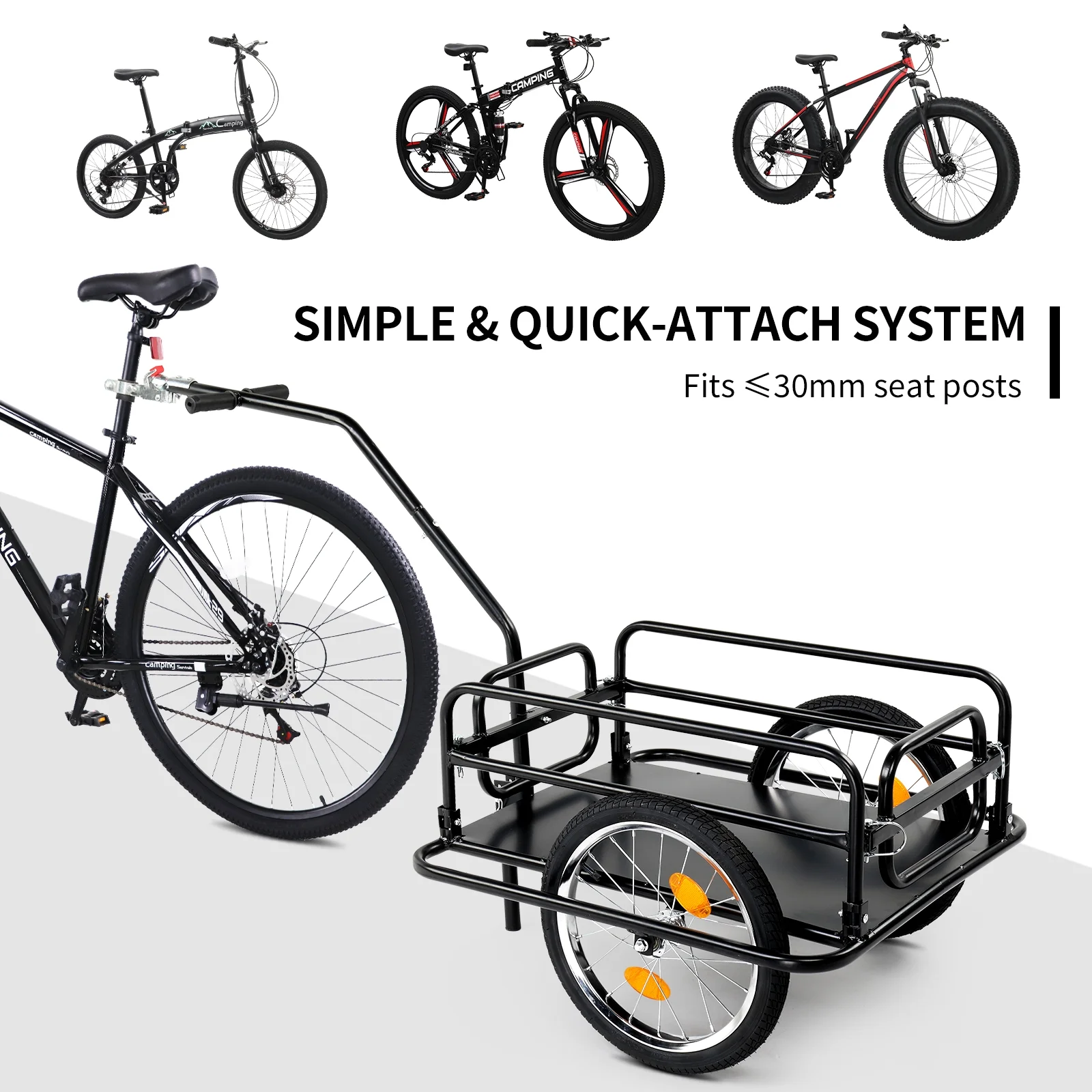 Ktaxon Two Wheel Bicycle Cargo Trailer, Black